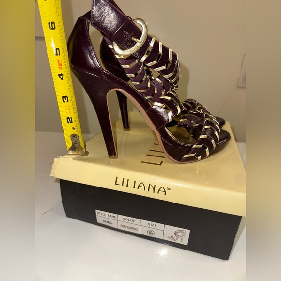 Liliana Purple and gold sandals high heels - Picture 7 of 9